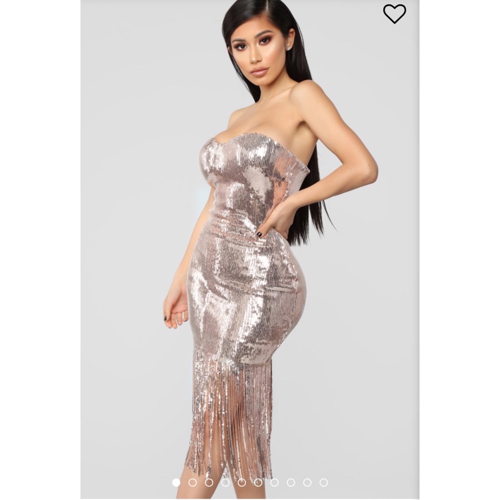 Speak Easy To Me Fringe Dress - Rose Gold